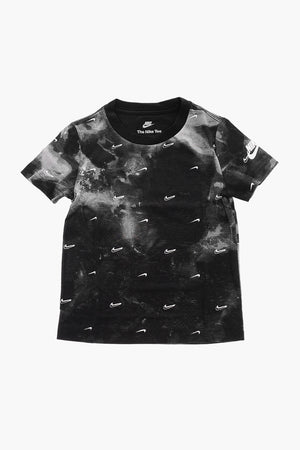 T-shirt Girocollo SWOOSH Effetto Acid Wash con Stampa Monogram All Over