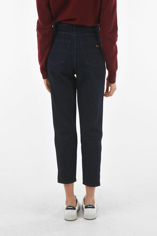 Side Zipped Mom Fit Dark Washed Denims