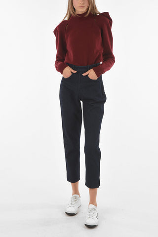 Side Zipped Mom Fit Dark Washed Denims