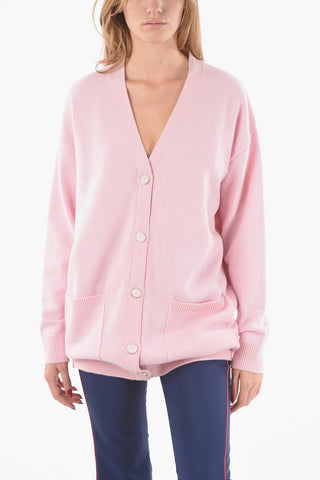Studded Logo Cashmere Blend Cardigan