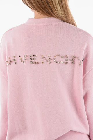 Studded Logo Cashmere Blend Cardigan