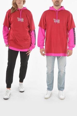 T-shirt Con Cappuccio YOUR LOGO HERE Doppio Strato A Maniche Lunghe 