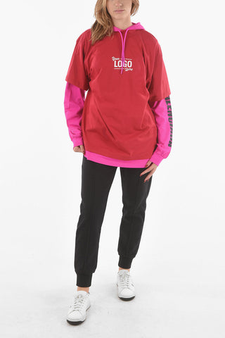 T-shirt Con Cappuccio YOUR LOGO HERE Doppio Strato A Maniche Lunghe 