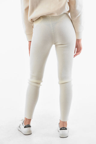 Ribbed Wool Open-ankle Leggings with Ankle-zip