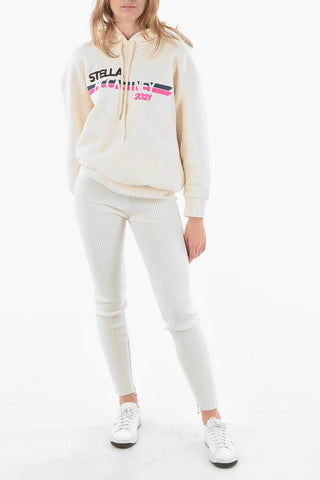Ribbed Wool Open-ankle Leggings with Ankle-zip