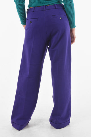 Pantaloni Palazzo in Cotone con Coulisse