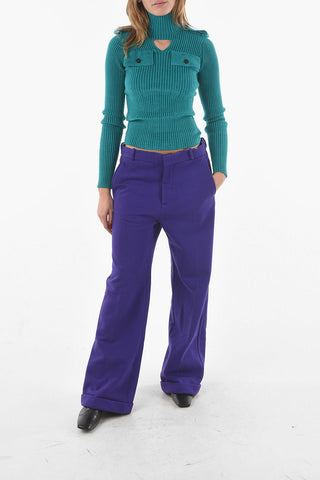 Pantaloni Palazzo in Cotone con Coulisse