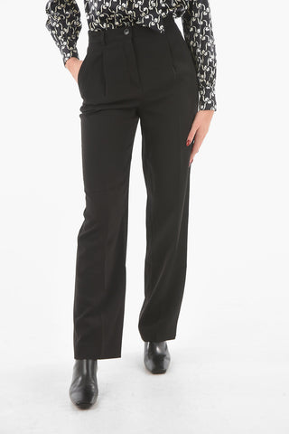 Double-pleated Straight-leg Pants in Crepe Effect Fabric
