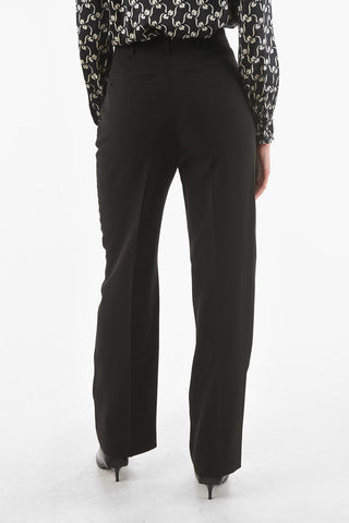 Double-pleated Straight-leg Pants in Crepe Effect Fabric