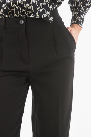 Double-pleated Straight-leg Pants in Crepe Effect Fabric