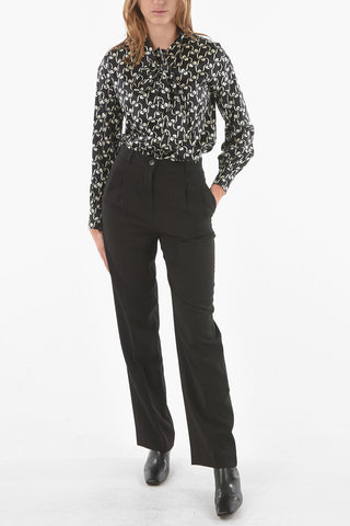 Double-pleated Straight-leg Pants in Crepe Effect Fabric