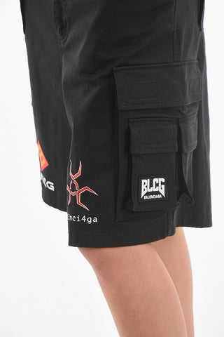 Embroidered GAMER Cargo Shorts With Patches