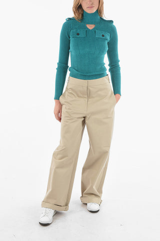 High-waisted ANNIE Cotton Palazzo Pants