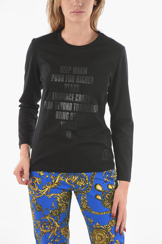 T-shirt a Maniche Lunghe con Stampa in Lettering Frontale