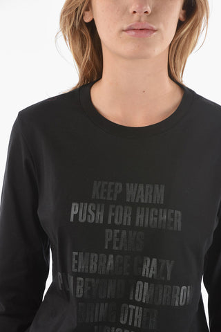 T-shirt a Maniche Lunghe con Stampa in Lettering Frontale