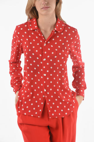 Long Sleeved Shirt Dot Print With Breast Pockets