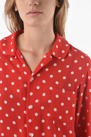 Long Sleeved Shirt Dot Print With Breast Pockets