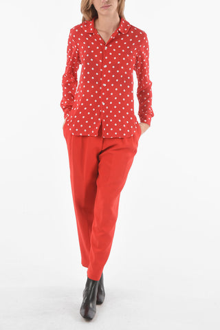 Long Sleeved Shirt Dot Print With Breast Pockets
