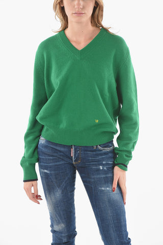 Cashmere-blend V-neck Sweater with Anagram Embroidery
