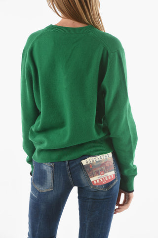 Cashmere-blend V-neck Sweater with Anagram Embroidery