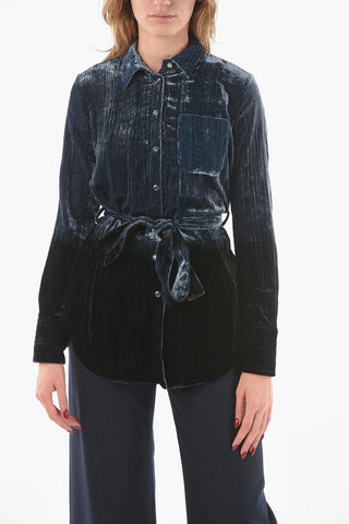 Velour BEATRICE Belted Shirt with Breast Pocket