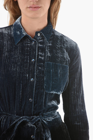 Velour BEATRICE Belted Shirt with Breast Pocket