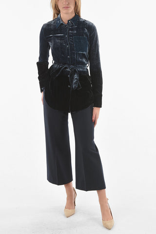 Velour BEATRICE Belted Shirt with Breast Pocket