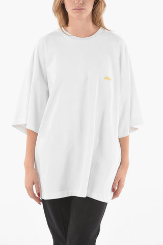 Brushed Cotton Crewneck T-shirt with Logo Print