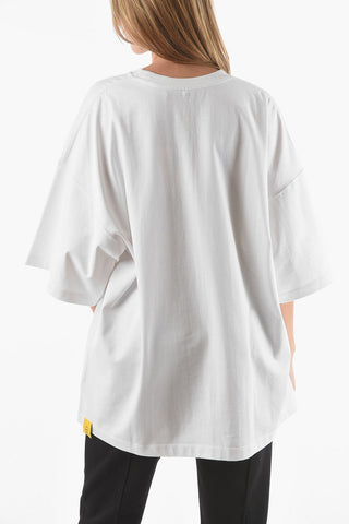 Brushed Cotton Crewneck T-shirt with Logo Print
