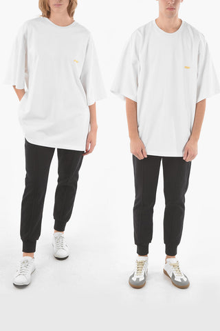 Brushed Cotton Crewneck T-shirt with Logo Print