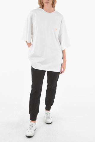 Brushed Cotton Crewneck T-shirt with Logo Print