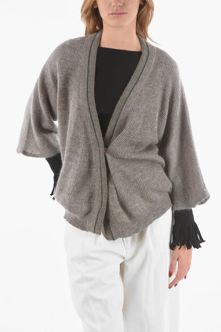 Mohair Blend Cardigan with Beaded Trims