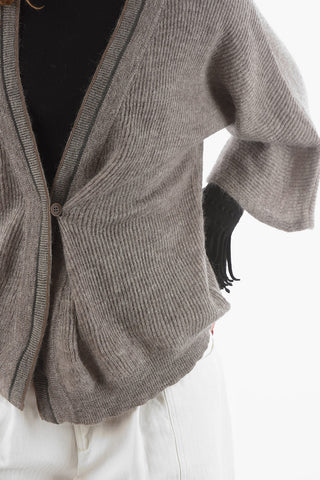 Mohair Blend Cardigan with Beaded Trims