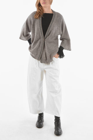 Mohair Blend Cardigan with Beaded Trims