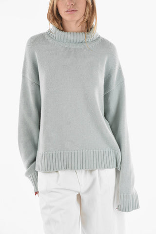 Split Detail Cashmere Blend Asymmetric Pullover