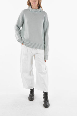 Split Detail Cashmere Blend Asymmetric Pullover