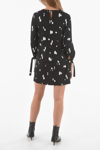 Knotted-sleeve Polka Dot Patterned Viscose Midi Dress