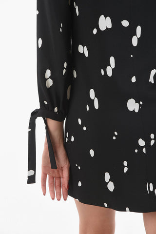 Knotted-sleeve Polka Dot Patterned Viscose Midi Dress