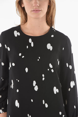 Knotted-sleeve Polka Dot Patterned Viscose Midi Dress