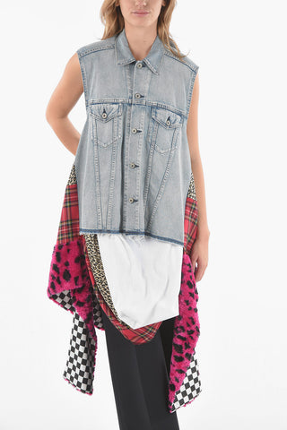 JUNYA WATANABE GIlet in Denim Destrutturato in Patchwork VERSACE