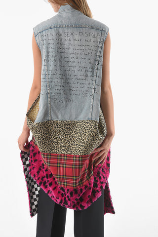 JUNYA WATANABE GIlet in Denim Destrutturato in Patchwork VERSACE
