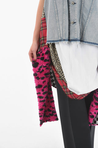 JUNYA WATANABE GIlet in Denim Destrutturato in Patchwork VERSACE