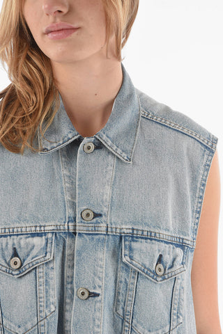 JUNYA WATANABE GIlet in Denim Destrutturato in Patchwork VERSACE