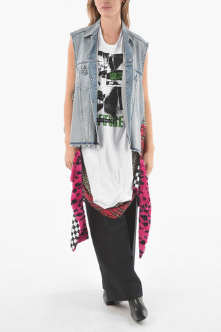 JUNYA WATANABE GIlet in Denim Destrutturato in Patchwork VERSACE