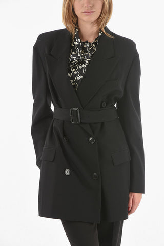 Wool Double-breasted Trench with Peak Lapel