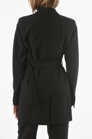 Wool Double-breasted Trench with Peak Lapel