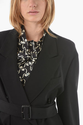 Wool Double-breasted Trench with Peak Lapel