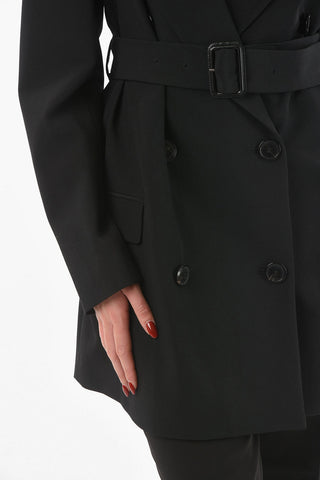 Wool Double-breasted Trench with Peak Lapel