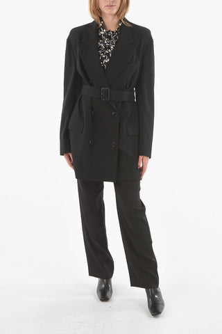 Wool Double-breasted Trench with Peak Lapel