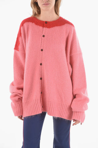 Color-block Wool-blend Oversized Cardigan
